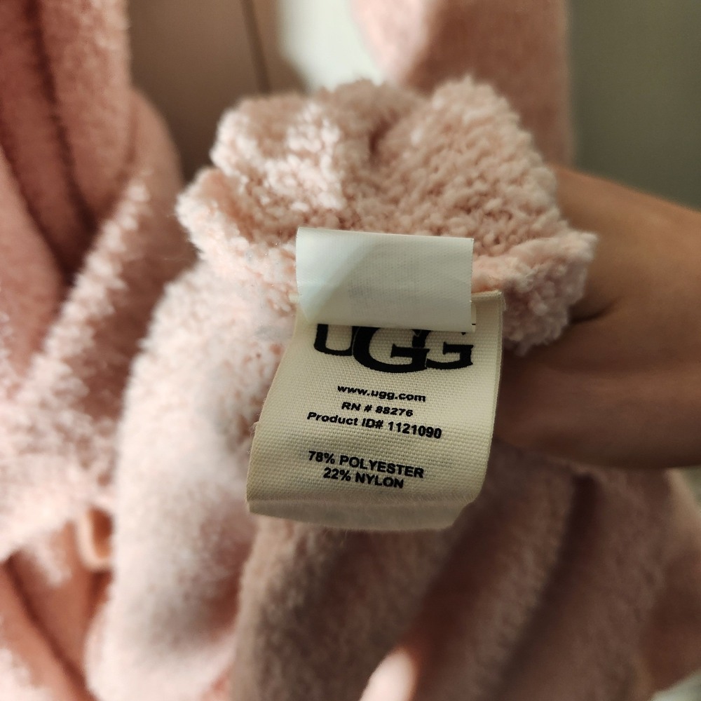 UGG Lenny Robe XS Pink Popcorn Knit Belted Pockets Long - Picture 4 of 7